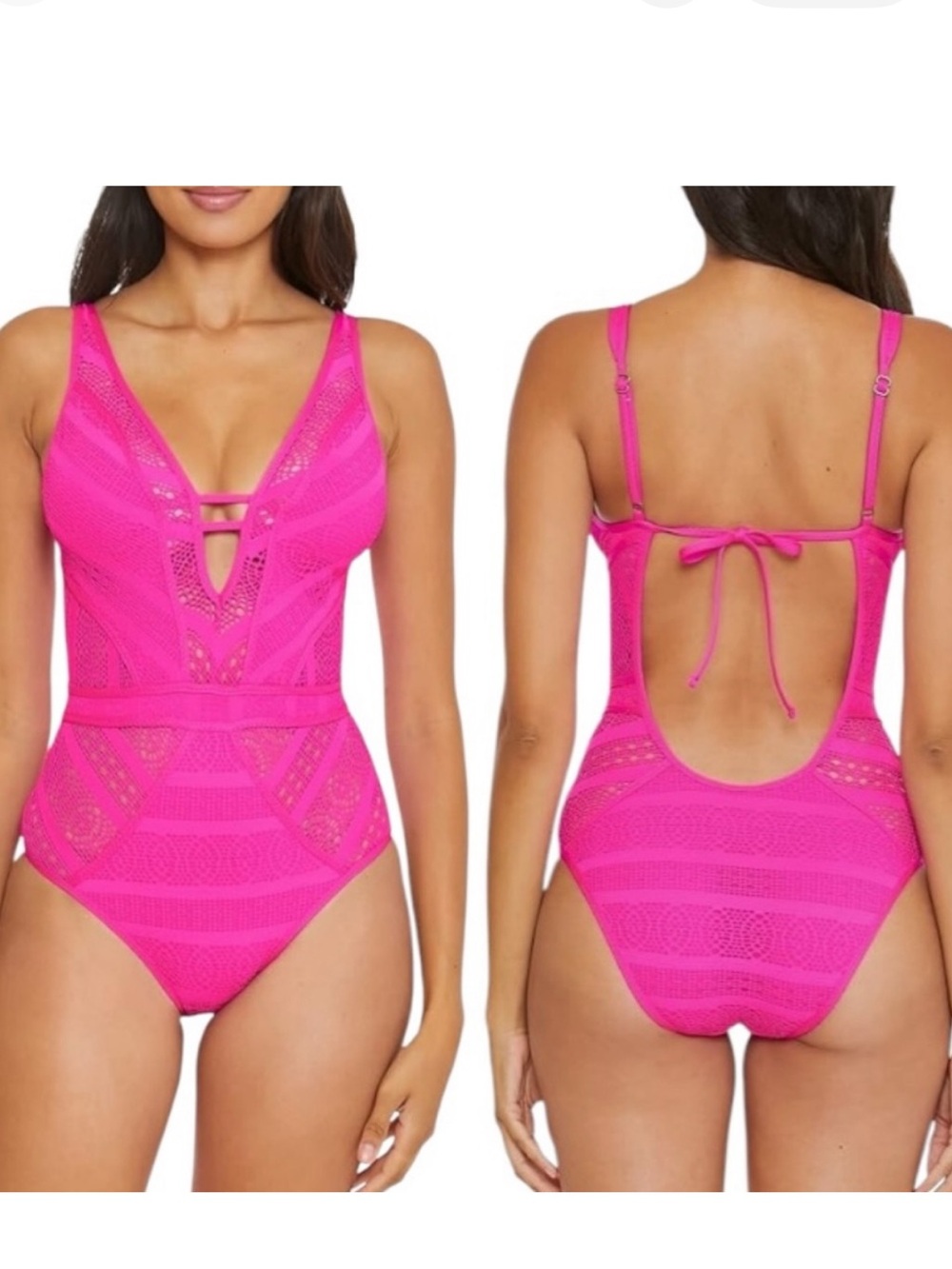 BECCA Pink Lace One-Piece Swimsuit